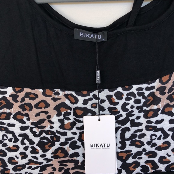 NWT BK2 black animal print short dress  Medium - Picture 2 of 5